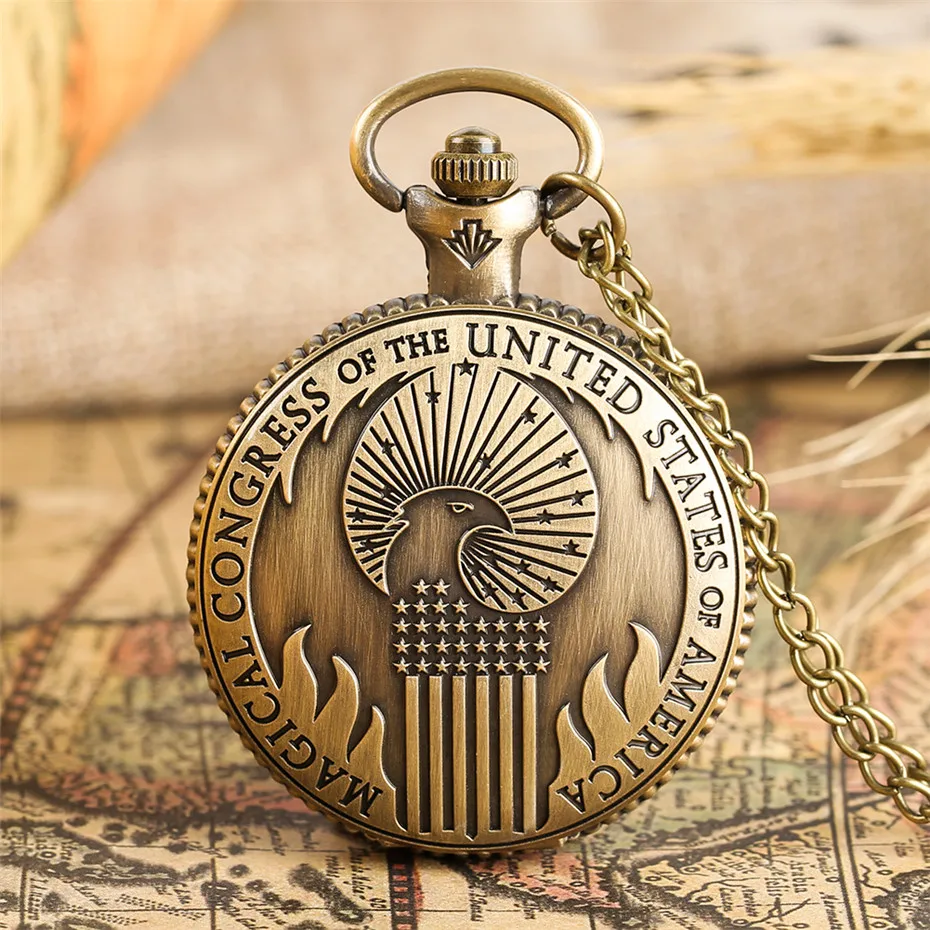 Vintage Bronze Magical Congress of U.S.A Theme Quartz Pocket Watch Exquisite Necklace Clock Gift for Men Women Full Hunter
Vintage Bronze Magical Congress of U.S.A Theme Quartz Pocket Watch Exquisite Necklace Clock Gift for Men Women Full Hunter