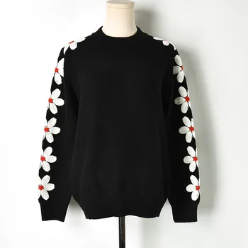 2018 Winter Elegant Women Floral Black Sweaters Pullovers Runway Designer Long Sleeve Female Knitted Jumper Tops Clothing
2018 Winter Elegant Women Floral Black Sweaters Pullovers Runway Designer Long Sleeve Female Knitted Jumper Tops Clothing