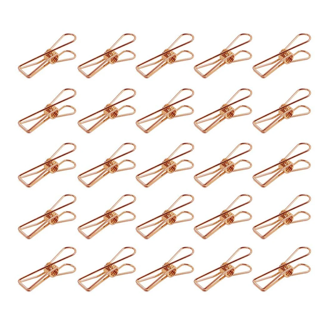 Pack of 25 Rose Gold Small Metal Clips - Multi-Purpose Clothesline Utility Clips
Pack of 25 Rose Gold Small Metal Clips - Multi-Purpose Clothesline Utility Clips