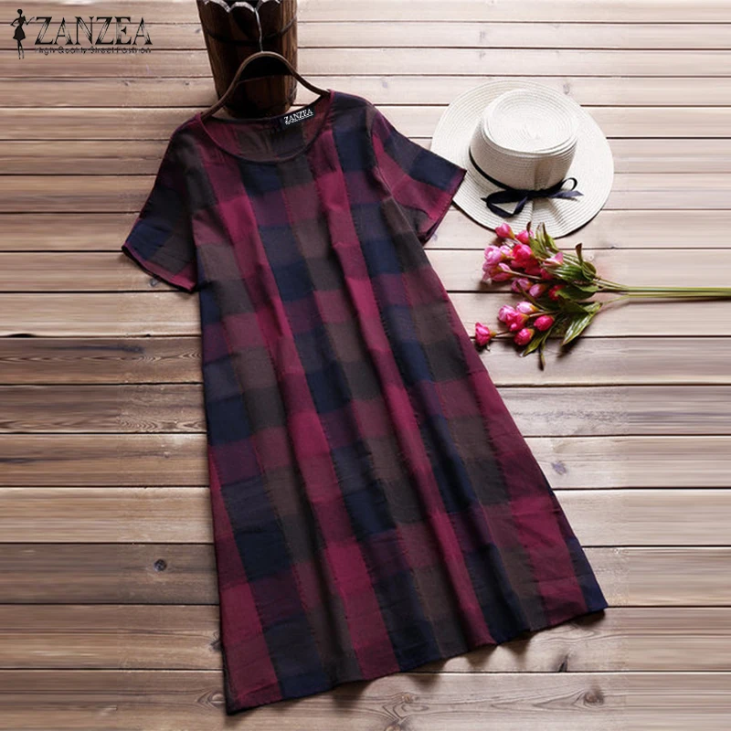 Vintage Summer Dress Women Plaid Long Top Female Elegant Short Sleeve Shirt Dresses Beach Sarafans Vestido Robe Plus Size 5XL
Vintage Summer Dress Women Plaid Long Top Female Elegant Short Sleeve Shirt Dresses Beach Sarafans Vestido Robe Plus Size 5XL