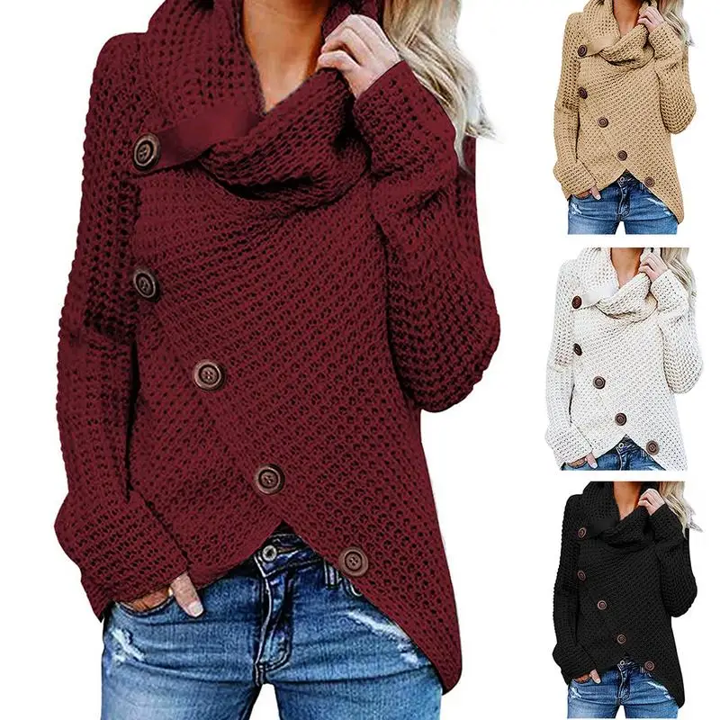 Women's New Five-breasted Turtleneck Sweater Batwing Sleeve Collar Knitting Multi-color Pullover Sweaters Inside And Outside
Women's New Five-breasted Turtleneck Sweater Batwing Sleeve Collar Knitting Multi-color Pullover Sweaters Inside And Outside