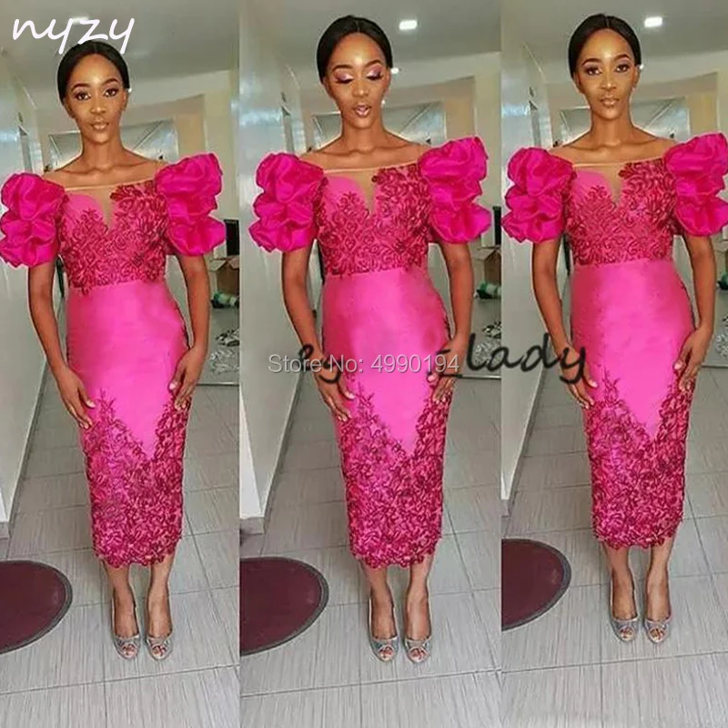 Fuchsia African Cocktail Dress 2019 Elegant Tea Length Lace Appliques Party Gown Formal Dress Evening Homecoming NYZY C10
Fuchsia African Cocktail Dress 2019 Elegant Tea Length Lace Appliques Party Gown Formal Dress Evening Homecoming NYZY C10