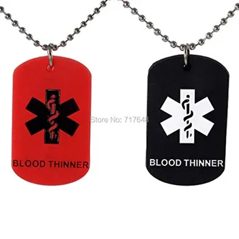 1000pcs Blood THINNER Dog Tags Medical Alert Necklaces Red and Black free shipping by FEDEX A
1000pcs Blood THINNER Dog Tags Medical Alert Necklaces Red and Black free shipping by FEDEX A
