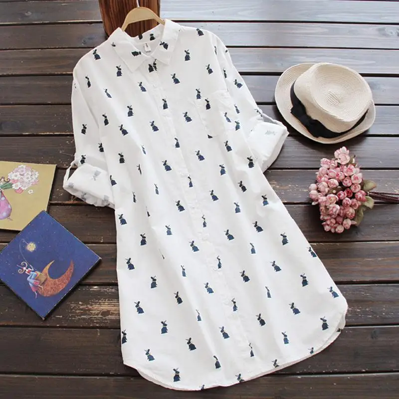 MISSKY Women Spring Summer Dress White Color Cotton Bunny-printed Long Sleeves Shirt Dress Female Clothes
MISSKY Women Spring Summer Dress White Color Cotton Bunny-printed Long Sleeves Shirt Dress Female Clothes