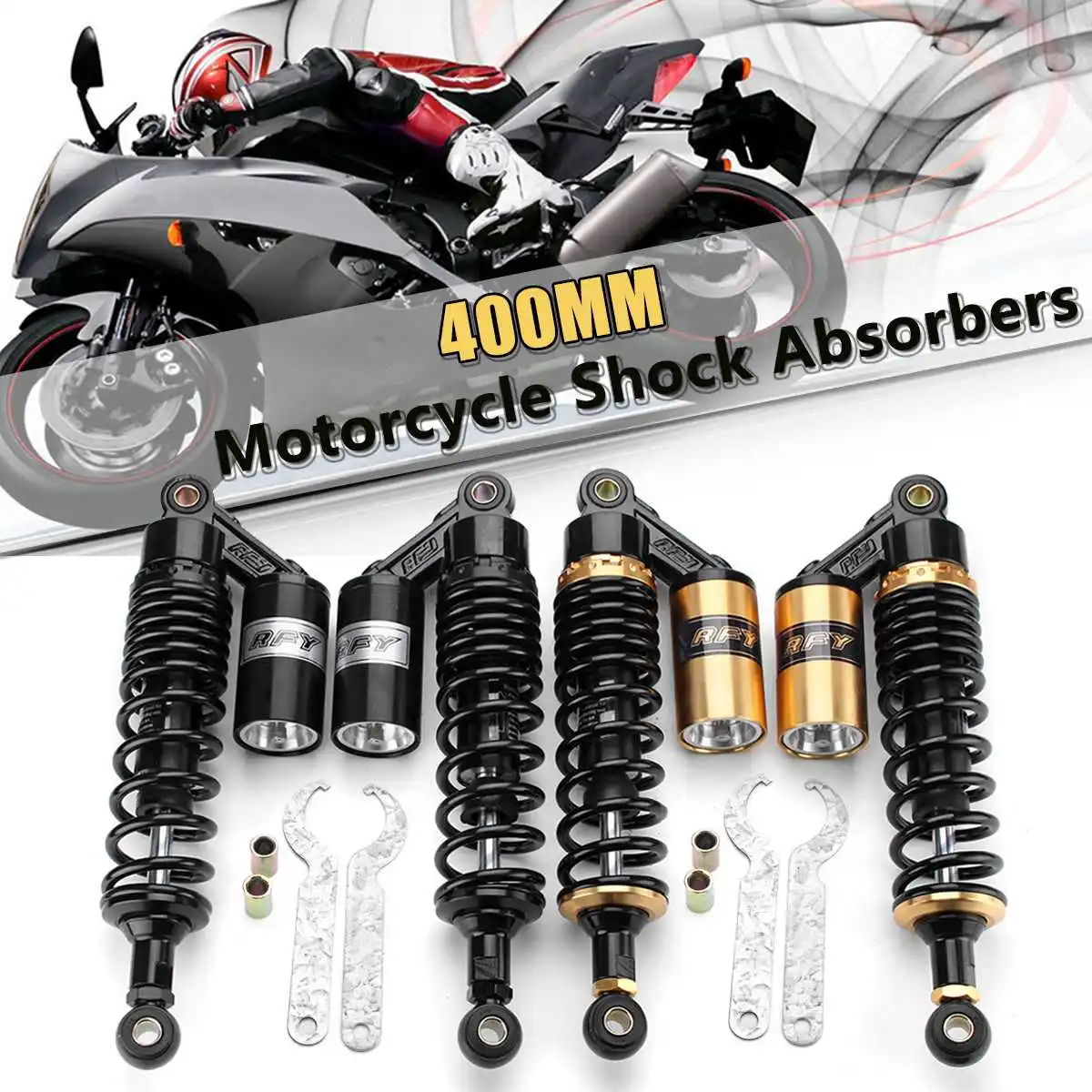 Pair 15.74" Motorcycle Aluminum atv Rear Air for shock absorbers Suspension Damper Round 400mm For Yamaha Motor Scooter ATV
Pair 15.74" Motorcycle Aluminum atv Rear Air for shock absorbers Suspension Damper Round 400mm For Yamaha Motor Scooter ATV