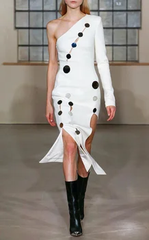 High Quality White Long Sleeve One Shoulder Keyhole Bodycon Dress Fashion Cocktail Party Dress
High Quality White Long Sleeve One Shoulder Keyhole Bodycon Dress Fashion Cocktail Party Dress