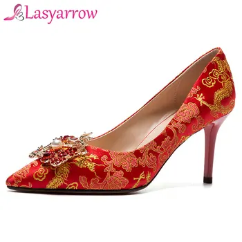 Lasyarrow Wedding Shoes Chinese Red Shoes Woman Ethnic Style Pointed Toe Lady Pumps Stiletto High Heels Shallow Bridals Shoes
Lasyarrow Wedding Shoes Chinese Red Shoes Woman Ethnic Style Pointed Toe Lady Pumps Stiletto High Heels Shallow Bridals Shoes