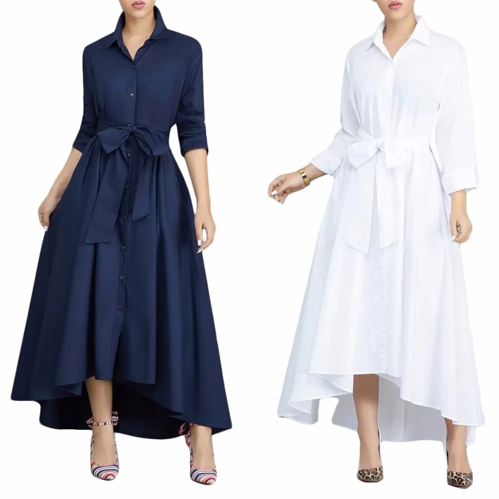 Autumn Women White/Blue Long Shirt Dress Turn Down Collar Long Sleeve Elastic Waist Maxi Party Dresses Office Lady Work Wear
Autumn Women White/Blue Long Shirt Dress Turn Down Collar Long Sleeve Elastic Waist Maxi Party Dresses Office Lady Work Wear