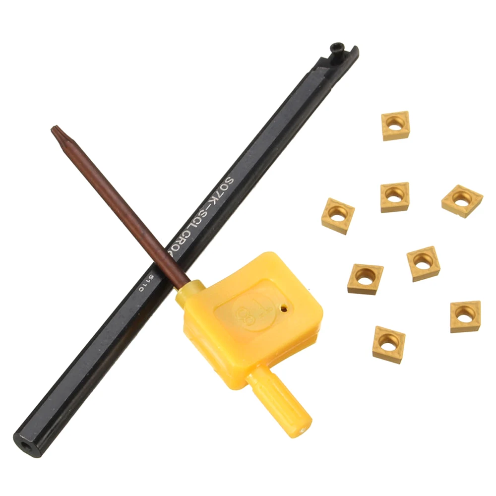 Professional Portable 7*125MM S07K-SCLCR06 Lathe Turning Tool Boring Bar Holder & 8Pcs CCMT0602 Inserts with Wrench
Professional Portable 7*125MM S07K-SCLCR06 Lathe Turning Tool Boring Bar Holder & 8Pcs CCMT0602 Inserts with Wrench