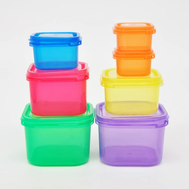 

7 Pieces/set lunchbox Multi-Color Portion Control Container Kit BPA Free Lids Labeled Bento Box