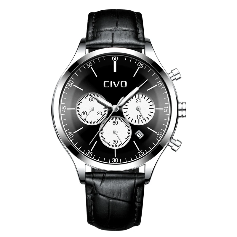 CIVO Top Brand Luxury Genuine Leather Male Clock Waterproof Chronograph Date Sports Quartz Watch Men Relogio Masculino
CIVO Top Brand Luxury Genuine Leather Male Clock Waterproof Chronograph Date Sports Quartz Watch Men Relogio Masculino