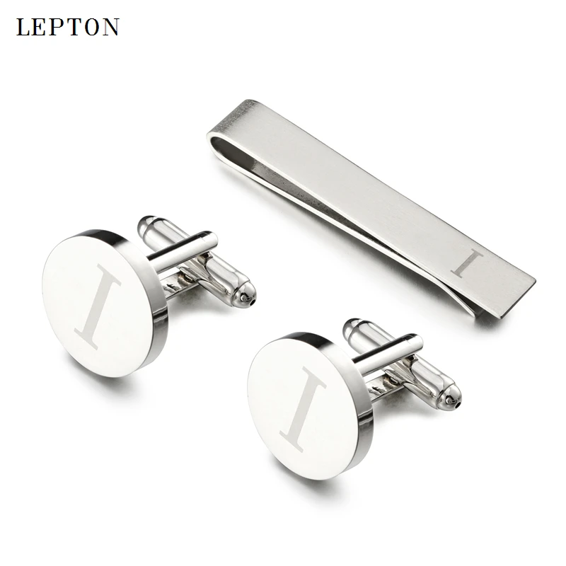 

Lepton Letters Cufflinks & Tie Clips Set Silver Color Letters Of An Alphabet I Cufflinks For Mens Shirt Cuffs Cufflink Gemelos