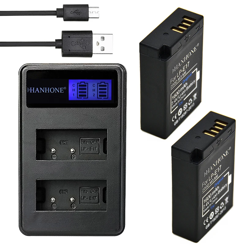 2PCS Top 1600mAh LP-E17 LP E17 LPE17 Battery +LCD Dual USB Charger for Canon EOS M3 M5 M6 750D 760D T6i T6s 800D 8000D Kiss X8i
2PCS Top 1600mAh LP-E17 LP E17 LPE17 Battery +LCD Dual USB Charger for Canon EOS M3 M5 M6 750D 760D T6i T6s 800D 8000D Kiss X8i
