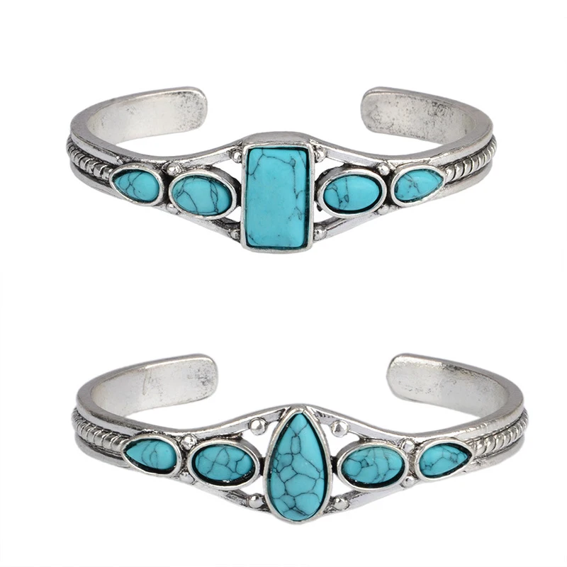 New Womens Girls Boho Turquoise Hollow Elephant Bracelet Cuff Bangle Jewelry