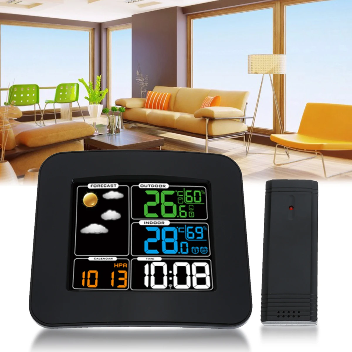 Wireless Weather Station Forecast IN/Outdoor Sensor Clock Big Screen Temperature Humidity Barometer Sensor Clock Multi-function
Wireless Weather Station Forecast IN/Outdoor Sensor Clock Big Screen Temperature Humidity Barometer Sensor Clock Multi-function