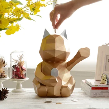 Lucky cat figurine decorative cute Piggy bank cat home decor gift Modern geometric cat coin box storing Money box for children
Lucky cat figurine decorative cute Piggy bank cat home decor gift Modern geometric cat coin box storing Money box for children