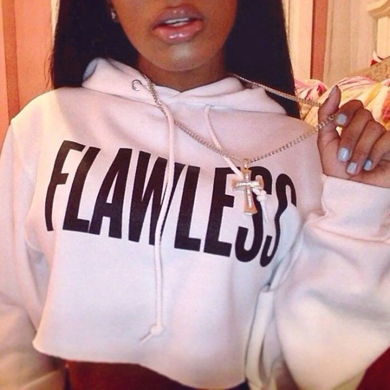 2019 spring autumn winter women pullovers flawless letter printed hoodies ladies pink black sweatshirt Crop Hoodie Sweatshirt | Женская