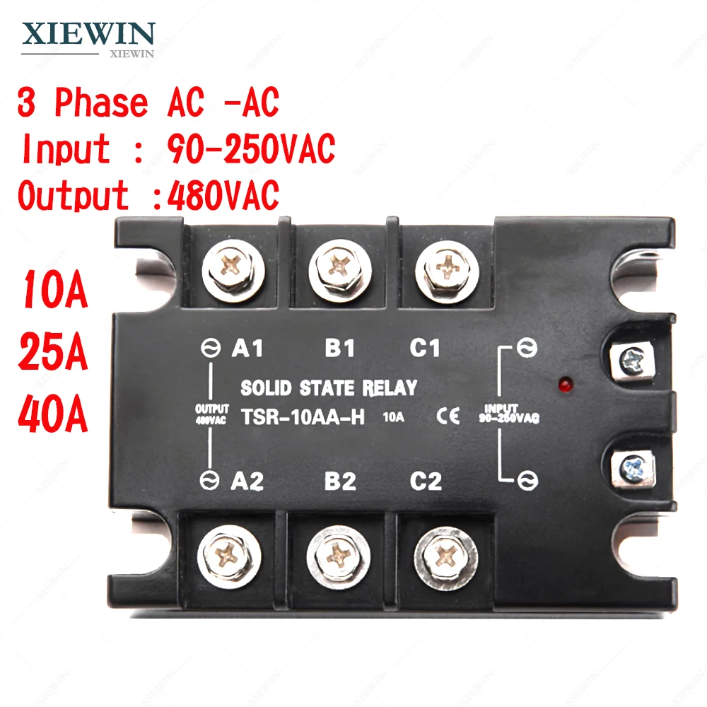 10A 25A 40A SSR 3 Phase Solid State Relay AC to AC Solid State Relay 25 A 40A SSR Relay Three Phase 480V high voltage Relay
10A 25A 40A SSR 3 Phase Solid State Relay AC to AC Solid State Relay 25 A 40A SSR Relay Three Phase 480V high voltage Relay
