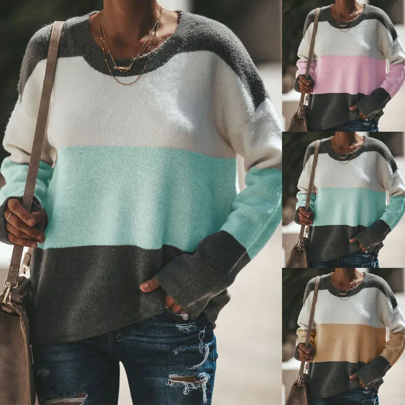 Thefound New Casual Women Top Long Sleeve Knitted Pullover Tops Autumn Winter Ladies Patchwork Long Sleeves Loose T Shirt Tops
Thefound New Casual Women Top Long Sleeve Knitted Pullover Tops Autumn Winter Ladies Patchwork Long Sleeves Loose T Shirt Tops