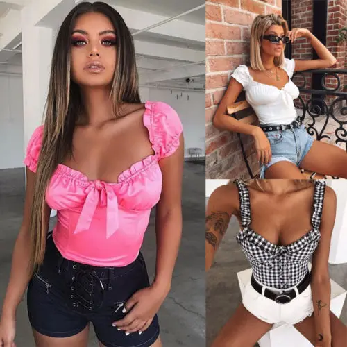 Women Girls Sexy Off-shoulder Sleeveless Bowknot Vest Crop Tops Plaid Solid Tank Tops Blouse Summer Fashion Ladies Outfits
Women Girls Sexy Off-shoulder Sleeveless Bowknot Vest Crop Tops Plaid Solid Tank Tops Blouse Summer Fashion Ladies Outfits