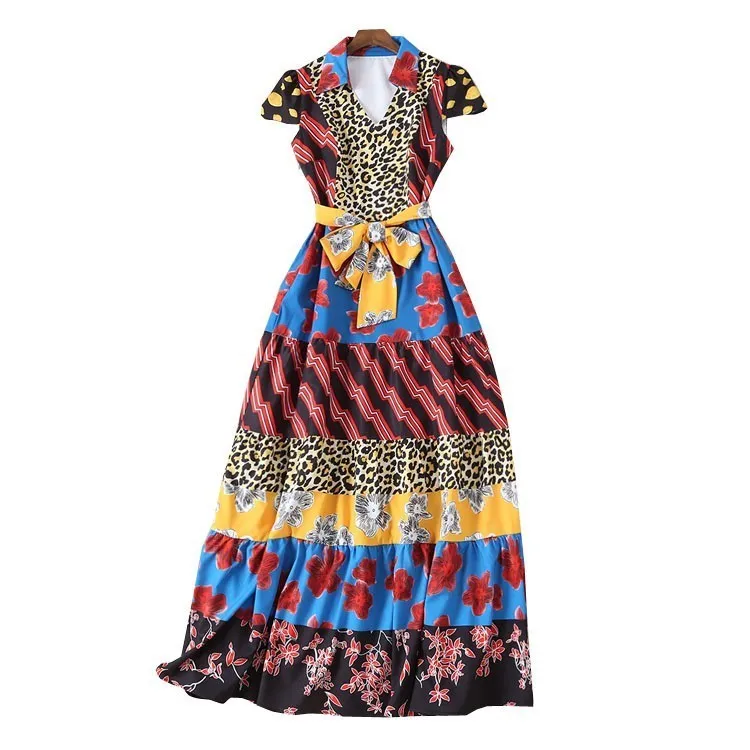 Newest 2019 Summer Long Dress Shirt Women's Leopard Floral Print Lace Up Bow Short Sleeve Bohemian Casual Runway Maxi Dresses
Newest 2019 Summer Long Dress Shirt Women's Leopard Floral Print Lace Up Bow Short Sleeve Bohemian Casual Runway Maxi Dresses
