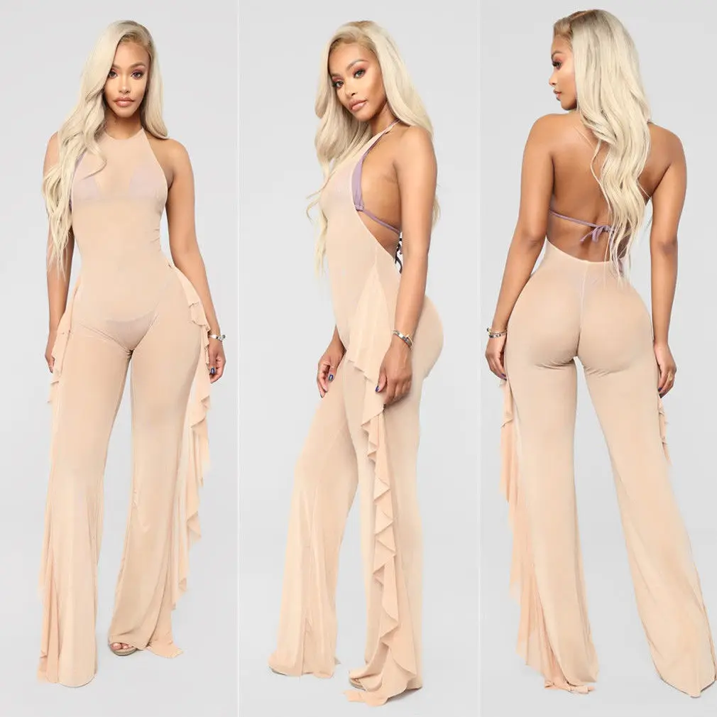 Sexy Swimwear Women Bikini Cover Up Jumpsuit Ruffles Bathing Suit Tramsparent See Through Swimsuit Female Biquini
Sexy Swimwear Women Bikini Cover Up Jumpsuit Ruffles Bathing Suit Tramsparent See Through Swimsuit Female Biquini