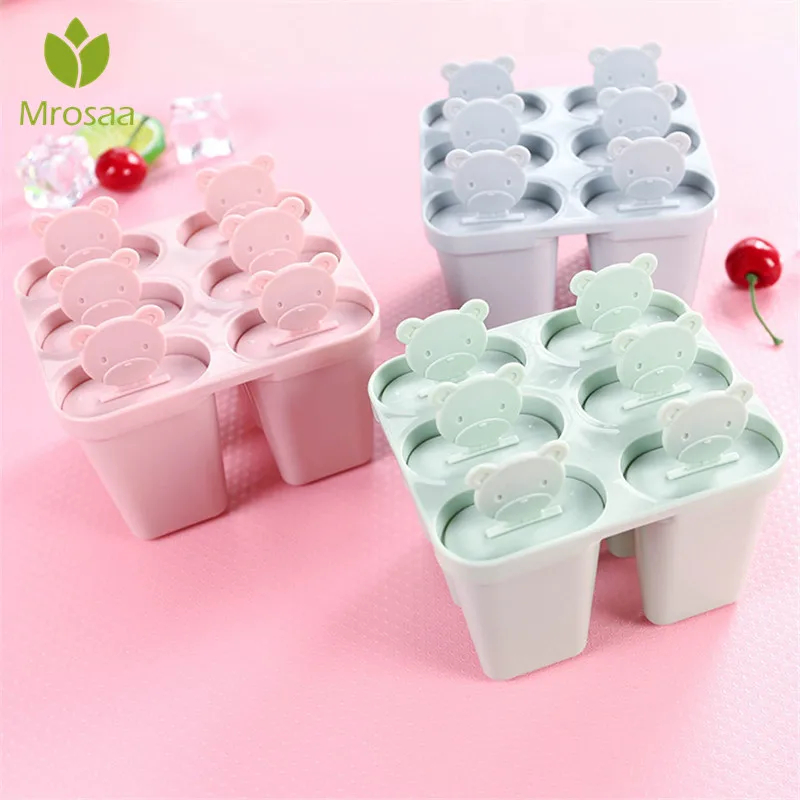 Mrosaa 6 Cell PP Bear Handle DIY Frozen Ice Cream Po p Mold Popsicle Maker Ice cube Moulds Lolly Mould Tray Pan Kitchen tools
Mrosaa 6 Cell PP Bear Handle DIY Frozen Ice Cream Po p Mold Popsicle Maker Ice cube Moulds Lolly Mould Tray Pan Kitchen tools
