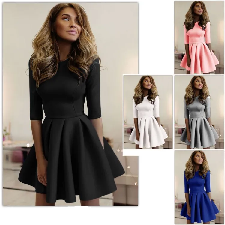 Hot Sale Fashion Women O-Neck Half Sleeve Mini Dress Spring Autumn Casual Solid Slim Party Dress
Hot Sale Fashion Women O-Neck Half Sleeve Mini Dress Spring Autumn Casual Solid Slim Party Dress