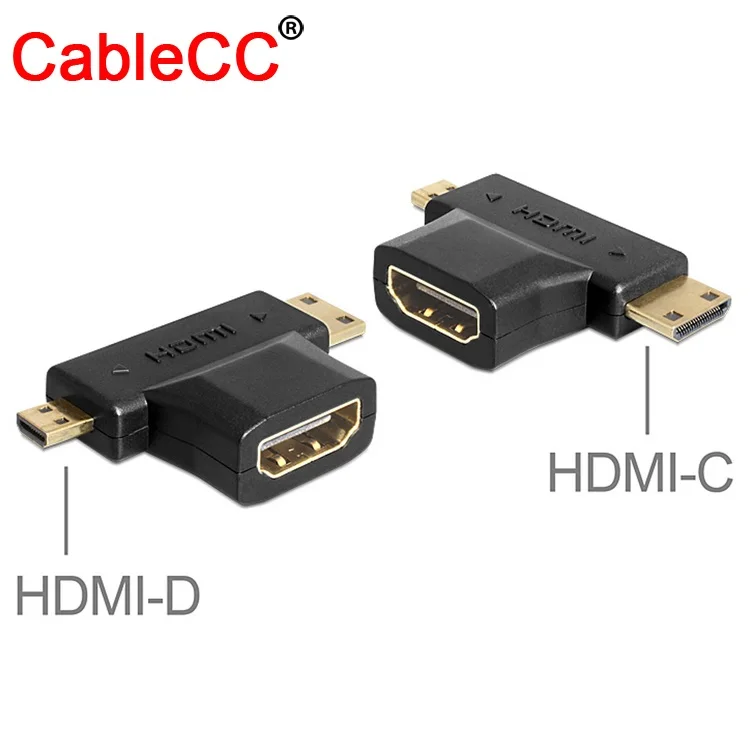 Cablecc Micro HDMI Male Mini HDMI Male to HDMI 1.4 Female 90 Degree 2in1 Combo Adapter
Cablecc Micro HDMI Male Mini HDMI Male to HDMI 1.4 Female 90 Degree 2in1 Combo Adapter