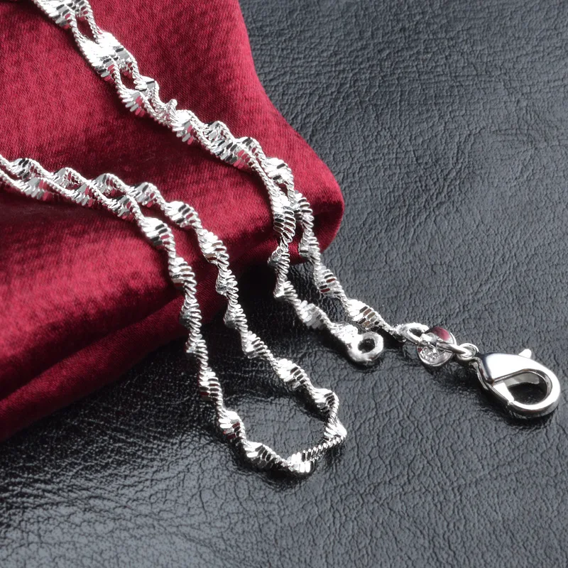 925 Sterling silver jewelry 2mm wide wave water chains necklace pendant for women girls wholesale 16-24inch
925 Sterling silver jewelry 2mm wide wave water chains necklace pendant for women girls wholesale 16-24inch