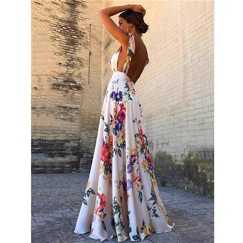 Floral Print Vintage Dress Women Summer Sleeveless V-Neck Backless Casual Long Maxi Dress Party Evening Beach Boho Dresses
Floral Print Vintage Dress Women Summer Sleeveless V-Neck Backless Casual Long Maxi Dress Party Evening Beach Boho Dresses