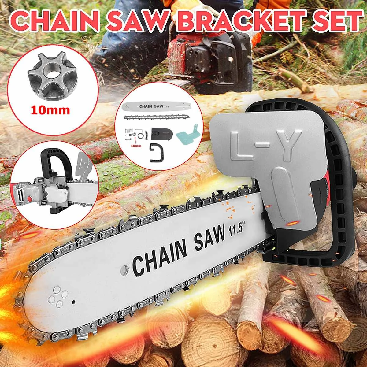 Upgraded Electric Saw Parts 11.5 Inch M10 Chainsaw Bracket Changed 100 Angle Grinder Automatic Refueling Electric Chain Saw
Upgraded Electric Saw Parts 11.5 Inch M10 Chainsaw Bracket Changed 100 Angle Grinder Automatic Refueling Electric Chain Saw