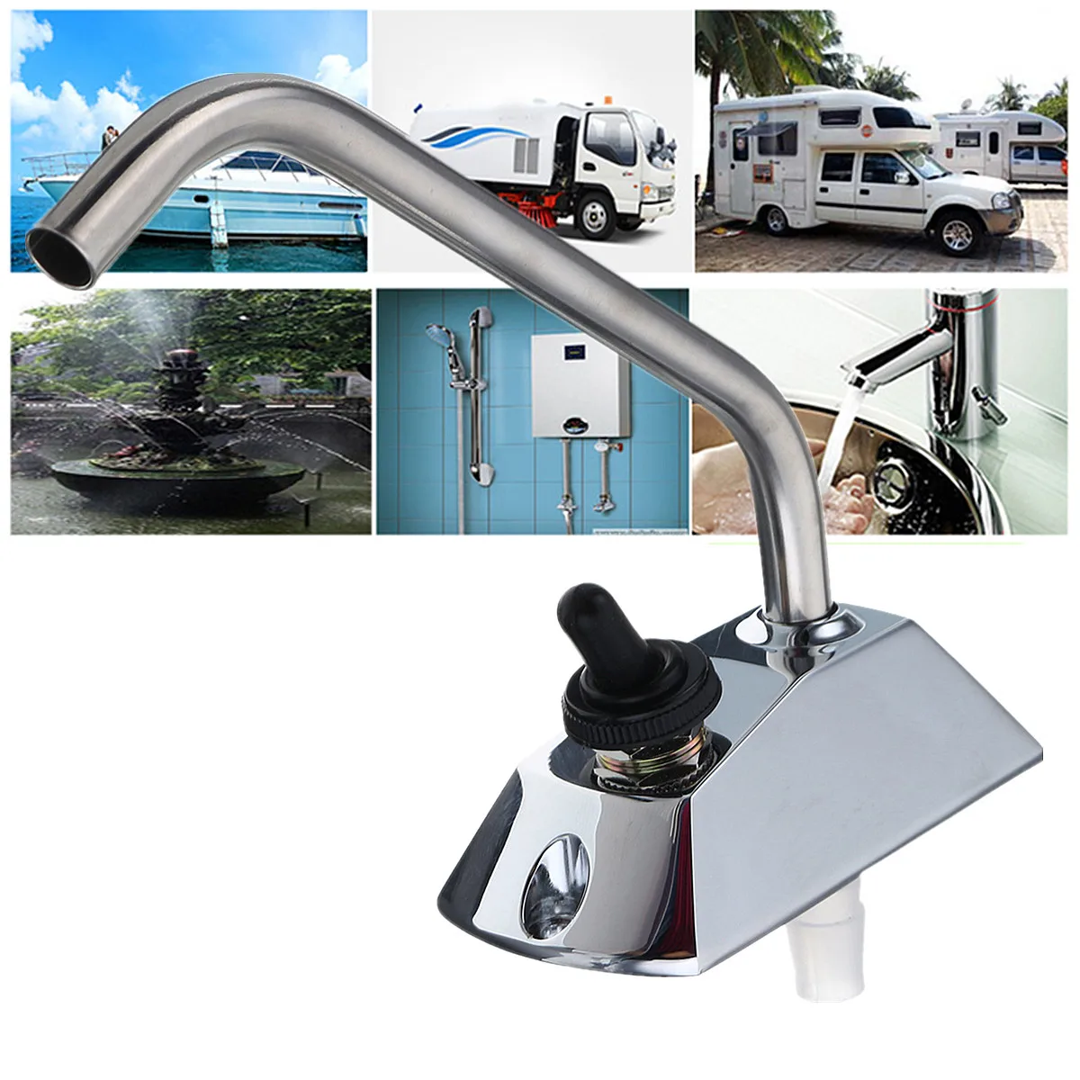 12V Galley Full 360 Degree Rotation Faucet Tap With Switch For Caravan Boat Motorhome RV Marine Hardware Zinc-alloy Metal
12V Galley Full 360 Degree Rotation Faucet Tap With Switch For Caravan Boat Motorhome RV Marine Hardware Zinc-alloy Metal