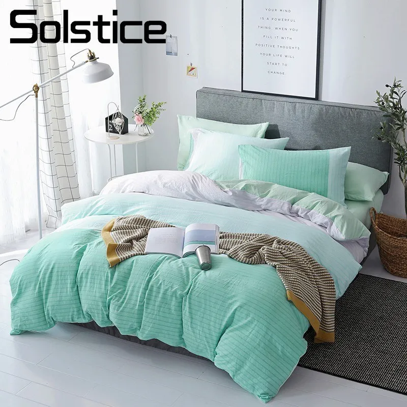Solstice Home Textile Green Stripe Nordic Simple Bedding Sets Queen Full Duvet Cover Pillowcase Flat Sheet Girl Child Bed Linens
Solstice Home Textile Green Stripe Nordic Simple Bedding Sets Queen Full Duvet Cover Pillowcase Flat Sheet Girl Child Bed Linens