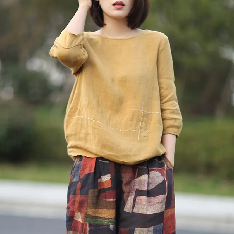 Streetwear Top Femme Shirt Loose Multicolor Embroidery Summer Style Retro Casual Blouse Linen Breathable Women Tops Blusas
Streetwear Top Femme Shirt Loose Multicolor Embroidery Summer Style Retro Casual Blouse Linen Breathable Women Tops Blusas