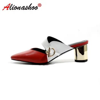Genuine Leather Slippers for Women Shoes High Summer Footwear Patchwork Sexy Pointed Toe Mules Thick High Heels Slides Size 42
Genuine Leather Slippers for Women Shoes High Summer Footwear Patchwork Sexy Pointed Toe Mules Thick High Heels Slides Size 42