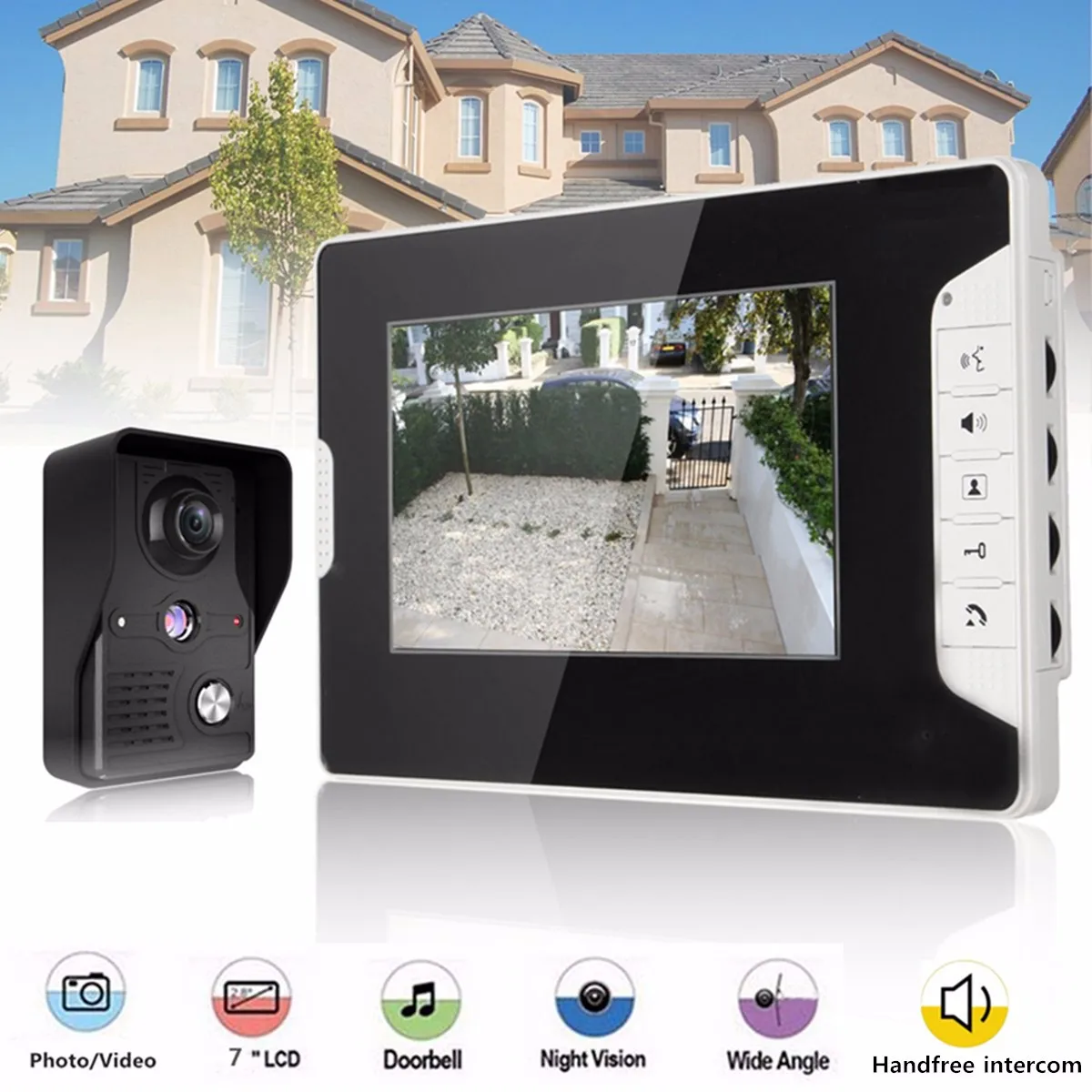 7 Inch LCD Video Doorbell Intercom IR Camera Monitor Night Vision Home Video Door Viewer Video-ey Security
7 Inch LCD Video Doorbell Intercom IR Camera Monitor Night Vision Home Video Door Viewer Video-ey Security