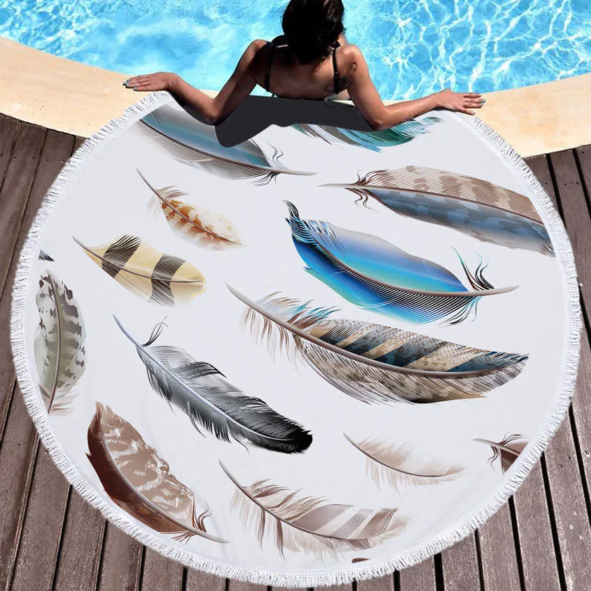 Circle Beach Towel Colorful Feather Round Shower Bath Towels Microfiber Yoga Mat Sofa Cover Tapestry Blanket 150cm With Tassel
Circle Beach Towel Colorful Feather Round Shower Bath Towels Microfiber Yoga Mat Sofa Cover Tapestry Blanket 150cm With Tassel