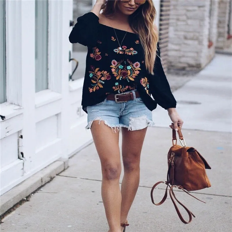 women's new style slim off-the-shoulder one-neck shirt loose top see-through shirt T-shirt embroidered print lantern sleeve
women's new style slim off-the-shoulder one-neck shirt loose top see-through shirt T-shirt embroidered print lantern sleeve