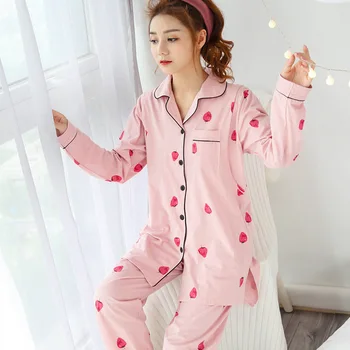 Loose Turn-down Collar Pajama Mujer Set Cute Women Lingerie Long Pants Casual Print Long Sleeve Sleepwear Night Suit
Loose Turn-down Collar Pajama Mujer Set Cute Women Lingerie Long Pants Casual Print Long Sleeve Sleepwear Night Suit