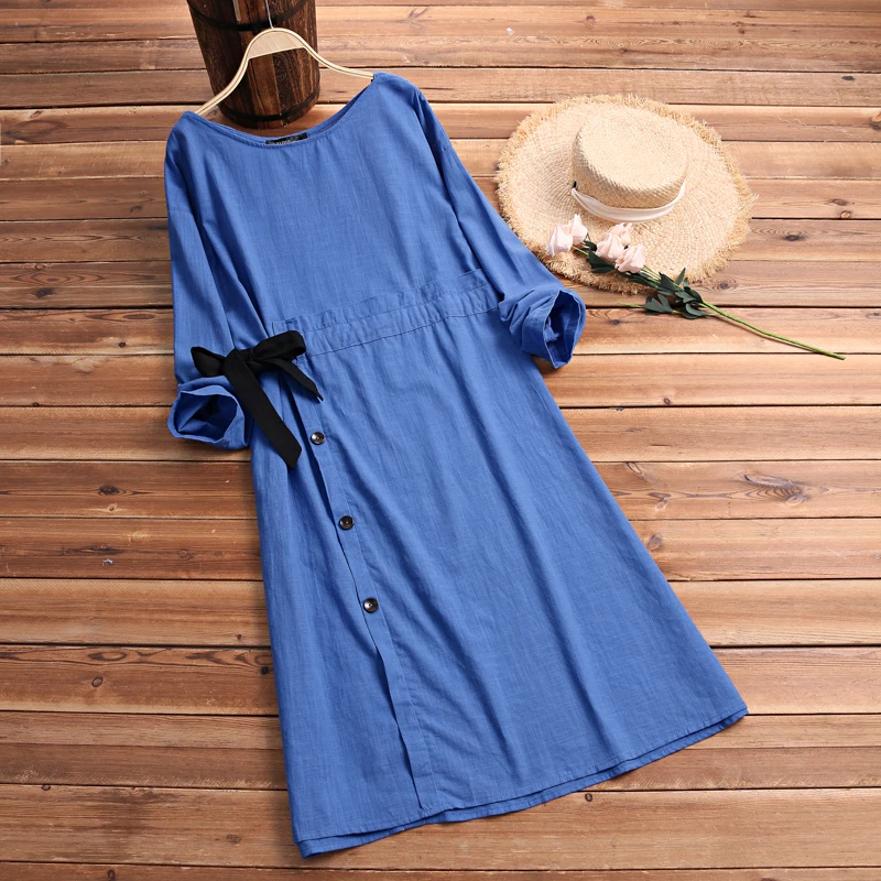 2019 ZANZEA Vintage Women O Neck Long Sleeve Solid Midi Dress Casual Spring Cotton Linen Sundress Ladies Work Party Vestido 5XL
2019 ZANZEA Vintage Women O Neck Long Sleeve Solid Midi Dress Casual Spring Cotton Linen Sundress Ladies Work Party Vestido 5XL