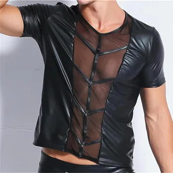 AIIOU Sexy Men Faux Leather T Shirts Male Fashion Funny Undershirts Erotic Men Black Tees Tight Shirts Gay Corset Mesh Club Wear
AIIOU Sexy Men Faux Leather T Shirts Male Fashion Funny Undershirts Erotic Men Black Tees Tight Shirts Gay Corset Mesh Club Wear