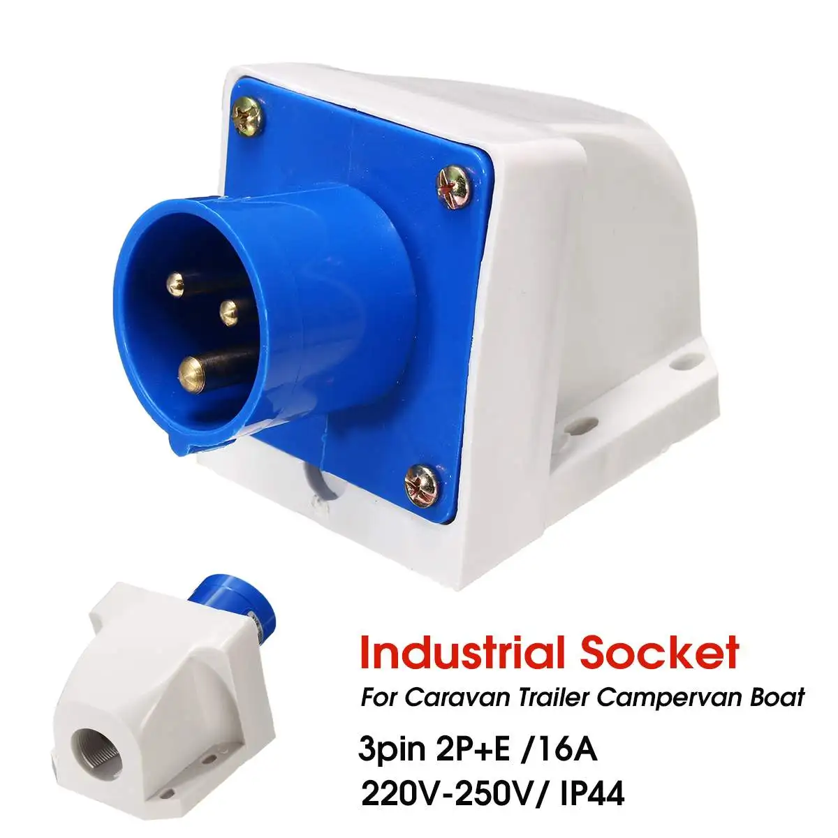 3Pin Blue Waterproof Industrial Plug Sockets 220V-250V 16A IP44 Inlet Socket Connector 16AMP RV Boat Industrial Site Plug Socket
3Pin Blue Waterproof Industrial Plug Sockets 220V-250V 16A IP44 Inlet Socket Connector 16AMP RV Boat Industrial Site Plug Socket