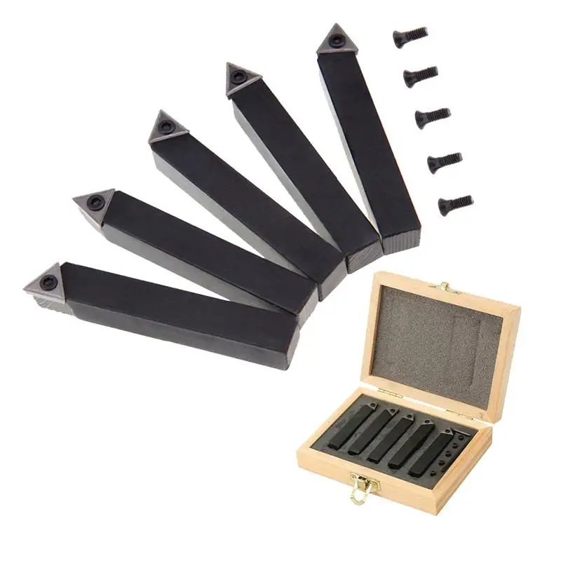 Set of 5 Indexable Carbide Tipped Lathe Cutter Tool Set 1/2" Boring Facing Tools
Set of 5 Indexable Carbide Tipped Lathe Cutter Tool Set 1/2" Boring Facing Tools
