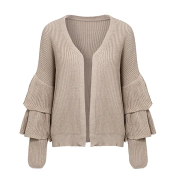 Ladies Casual Solid Open Stitch Loose Sweater Outwear Women Autumn Long Sleeve Ruffles Knitted Cardigan Tops
Ladies Casual Solid Open Stitch Loose Sweater Outwear Women Autumn Long Sleeve Ruffles Knitted Cardigan Tops