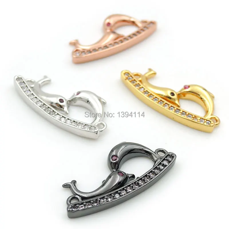 20*10*2mm Micro Pave Clear CZ Combination Connector Of 2 Dolphins Fit For Women As DIY Bracelets Accessory
20*10*2mm Micro Pave Clear CZ Combination Connector Of 2 Dolphins Fit For Women As DIY Bracelets Accessory