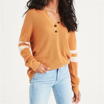 Women Sexy V-neck Long Sleeve Sweater 2019 Latest Button Baggy Loose Knitwear Autumn Spring Casual Jumper Knitted Tops Sweaters
Women Sexy V-neck Long Sleeve Sweater 2019 Latest Button Baggy Loose Knitwear Autumn Spring Casual Jumper Knitted Tops Sweaters