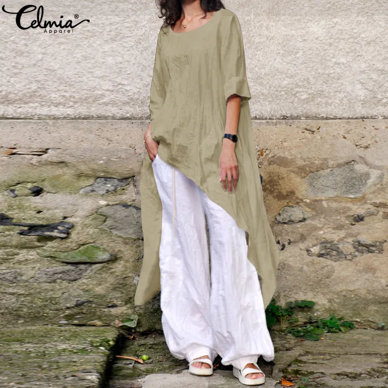 Celmia Women Retro Cotton Linen Blouses and Tops 2019 Summer Half Sleeve Tunic Shirts Casual Loose Asymmetric Long Blusas Femme
Celmia Women Retro Cotton Linen Blouses and Tops 2019 Summer Half Sleeve Tunic Shirts Casual Loose Asymmetric Long Blusas Femme