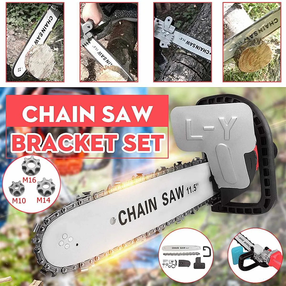 Electric chainsaw converter universal 100/125/150 angle grinder electric chain saw automatic refueling with M10/M14/M16 sprocke
Electric chainsaw converter universal 100/125/150 angle grinder electric chain saw automatic refueling with M10/M14/M16 sprocke