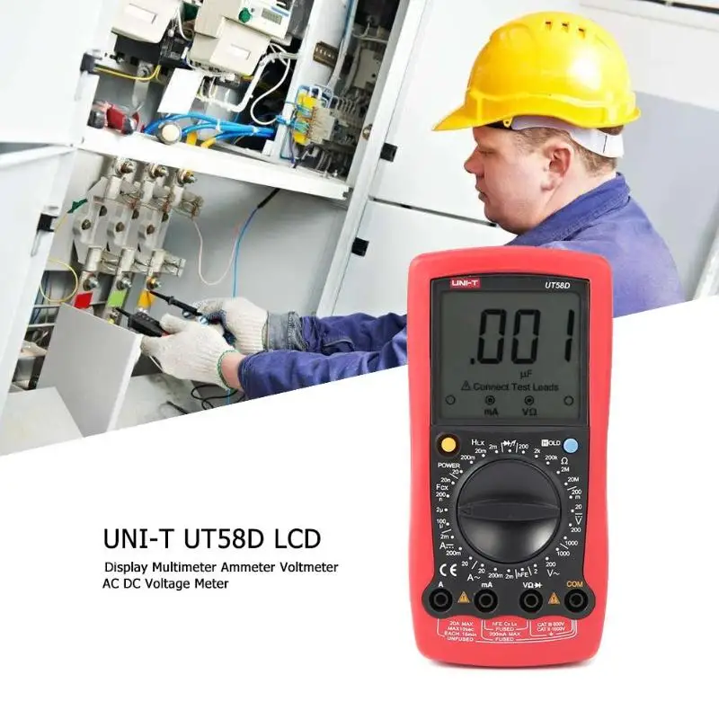 UNI-T UT58D LCD Display Multimeter Ammeter Voltmeter AC DC Voltage manual range multimeter unique inductance measurement tool
UNI-T UT58D LCD Display Multimeter Ammeter Voltmeter AC DC Voltage manual range multimeter unique inductance measurement tool